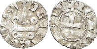 MIDDLE AGES AR Denier Crusader, Principality of Achaea. Jean de Gravina (0.84g 18mm). Metcalf, Crusades, 1012ff -