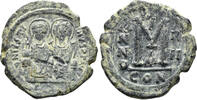 BYZANTINE AE Follis Justin II and Sophia. 565-578. (14.85g, 30.5mm). Constantinople mint. Dated RY 4 (568/9). SB 360 -