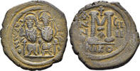 BYZANTINE AE Follis Justin II and Sophia. 565-578. (14.03g, 31mm). Nicomedia mint. Dated RY 9 (573/4). SB 369 -