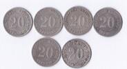 Deutsches Reich 6x 20 Pfg Lot 20 Pfennig Kursmünzen -