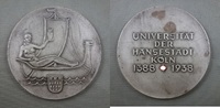 3.Reich VERSILBERTE BRONZEMEDAILLE DER UNIVERSITÄT KÖLN ZUR 550-JAHRFEIER (1388-1938) -