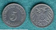 Kaiserreich 5 Pfennig 1910 J J. 12 ss 35,00 EUR  + 7,90 EUR frais d'envoi