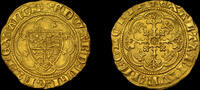 GREAT BRITAIN EDWARD III, GOLD QUARTER NOBLE, TREATY PERIOD, MS 62 -