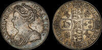 GREAT BRITAIN QUEEN ANNE, 1713 SILVER CROWN, AU58 -