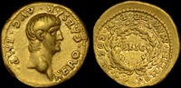 ANCIENT ROME NERO, GOLD AUREUS, MINT OF LUGDUNUM, NGC GRADED VF 5/5.  AD 55-6 