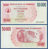 SIMBABWE / ZIMBABWE 50000 Dollars 2007 Neuf