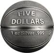 Samoa 5 Dollar <br>Antique Finish<br>33 mm Ø 2021 Basketball - Spherical Coin 1 oz.Silber, inkl.Schweberahmenetui und Schuber,RAR! <b>Aspect flan bruni</b> <br>1 Unze Silber<br>