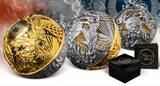 Samoa 5 Dollar <br>24 Karat vergoldet<br>50 mm Ø 2021 Heaven & Hell - Spherical Coin 2 oz.Silber, inkl.Zertifikat und Etui/Box, RAR! <b> Antique Finish</b> <br>2 Unzen Silber<br>