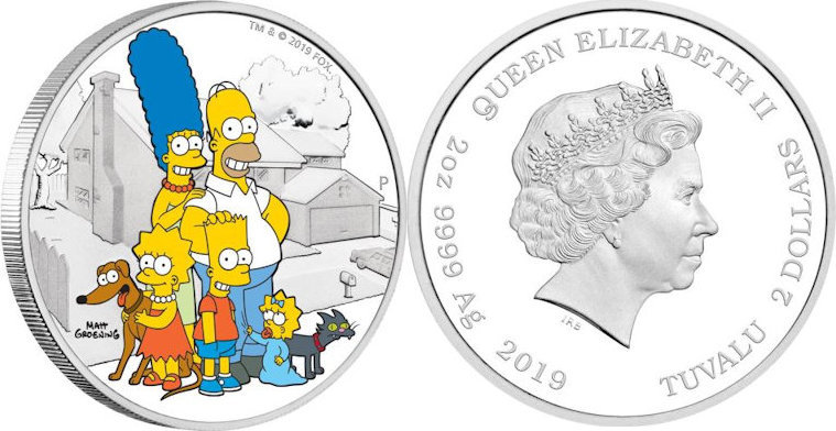 2 Dollar 2 Oz 2019 Tuvalu The Simpsons 3 Family Inkl