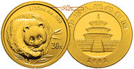China 20 Yuan,<br>1,55g fein<br>14 mm Ø Panda, inkl. Kapsel und MDM - Zertifikat -