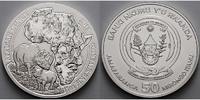 Ruanda 50 Amafaranga<br>1 oz<br>Ø 40 mm Afrikanische Unze, 5. Ausgabe Nashornfamilie - <b>originale Folie</b> -