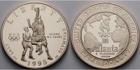 USA 1/2 Dollar XXVI. Olympiade in Atlanta 1996 - Basketballspieler, in Kapsel und MDM-Zerti. -