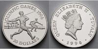 Tuvalu 20 Dollars Oly Sommer Atlanta -Speerwerfer-, inkl. Kapsel und MDM - Zertifikat -