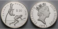 Cook Inseln 20 Dollar Oly. Sommerspiele in Atlanta - Stabhochspr. & Sprinter -Kapsel und MDM Zerti. -