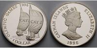 Cayman Inseln 1 Dollar Oly. Sommerspiele in Atlanta - Segelboote CAY1 & CAY2 -Kapsel und MDM Zerti. -