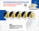 Deutschland 2 Euro<br> 5x Frankfurter Paulskirche in Hessen, <br><b> kompl. Satz</b><br>(5 Prägestätten) -