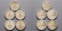 Deutschland 2 Euro<br> 5x Frankfurter Paulskirche in Hessen,<br><b>kompl. Satz </b> (5 Prägestätten) -