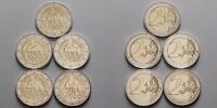 Deutschland 2 Euro<br> 5x 25 Jahre Deutsche Einheit,<br><b>kompl. Satz </b> (5 Prägestätten) RAR! -