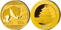 China 100 Yuan,<br>8,00g<br> fein<br>22 mm Ø Panda-Bären, 8 Gramm fein, 999 Gold -