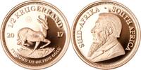 Südafrika 1/2 oz<br> 15,55g<br> fein<br> 27,00 mm Ø Krügerrand 1/2 oz. - Springbock <b> Jubiläum -50 Jahre Krügerrand- </b>SELTEN! -