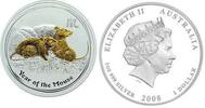 Australien 1 $ Jahr der Maus/ Chines.Tierkreiszeichen 2008 <b>N.SERIE vergoldet</b> Lunar II -