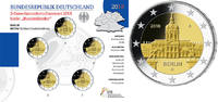 Deutschland 2 Euro<br> 5x Schloss Charlottenburg in Berlin, <b> kompl. Satz</b><br>(5 Prägestätten) -