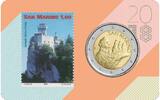 San Marino 2,00 <br>& 1,00 Euro <br>Briefmarke Coincard, 2018 * mit 2 Euro Kursmünze & 1 Euro Briefmarke, <b>Nr. 2</b> -