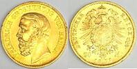 Baden 20 Mark, <br> 7,16g <br>fein <br>22,5 mm Ø Friedrich I. (1852-1907) Belegexemplar mit dem Jahrgang 1873 G ! -