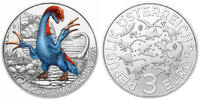 Österreich 3 Euro Super - Saurier - Therizinosaurus Cheloniformis-, <b>06 / 12</b> Ausgaben,<b> -