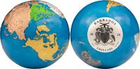 Barbados 5 Dollar  Antique Finish-65 mmØ 2024 BLUE MARBLE - Glow in the Dark Planet Earth, 5-Oz-Silbermünze, 5 $, RAR! FDC 5 Unzen Silber