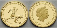 Australien 25 Dollar<br>1/4 oz<br> 7,78g<br> fein<br> 22, 6 Fußball Weltmeisterschaft 2010 in Südafrika, inkl. Kapsel & Zertifikat & Etui -