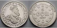 Belgien 22,96g roh<br> 37mm Ø 5 ECU Belgien 1987, 1. Ecu-Münze weltweit, Kaiser Karl V., <b>-Archivbild-</b> -