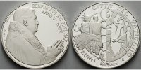Vatikan 5 Euro 24.Weltjugendtag - 42.Weltfriedenstag - Die Armut bekämpfen den Frieden schaffen -