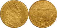 Great Britain 5 Guineas GREAT BRITAIN 1691 William & Mary Gold 5 Guineas Elephant & Castle PCGS XF DTLS -