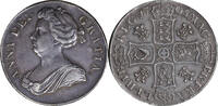 Great Britain Crown Great Britain 1705 Anne Silver Crown QVINTO edge KEY DATE!! EXTREMELY RARE!! -