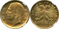 ALBANIA 20 Franga Ari 1927R Amet Zogu I UNC GOLD SCARCE NGC MS 64 2331,82 EUR  + 112,23 EUR frais d'envoi