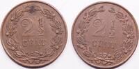 Koninkrijk der nederlanden 2,5 cent 1887+1880 ss+-vz 49,95 EUR  + 5,45 EUR frais d'envoi