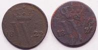 Nederland, Koninkrijk, lot 2x 1/2 cent 1822 Brussel and 1822 Utr Koning ... 59,95 EUR  + 15,00 EUR frais d'envoi