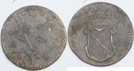 VOC - Utrecht 1/2 duit 1754 Error - Misstruck VF