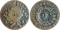 France - Colonial - Guadeloupe 3 sols ou 7 deniers 1767 Countermarked VF