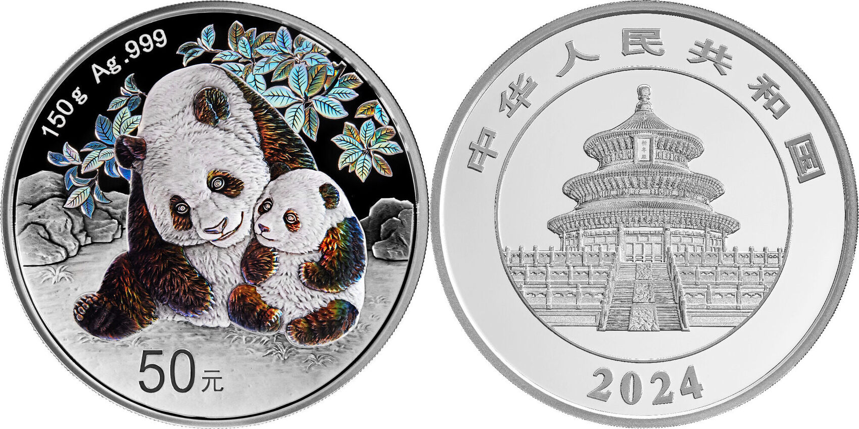 China 50 Yuan 150 g Silver Coin Panda 2024 FB | MA-Shops