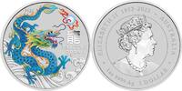 Australien 1$ 1 oz Silver Coin Lunar III - Teal Dragon - Perth Money Expo ANDA Special -