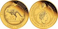 Australien 25$ 1/4 oz Gold Coin 35th Anniversary Australian Kangaroo Nugget -
