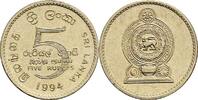 Sri Lanka 5 Rupees 1994 vz-, Kratzer, Randfehler 2,50 EUR prix TTC + 10,00 EUR frais d'envoi