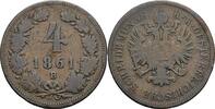 Kaisertum Österreich 4 Kreuzer Kaiser Franz Joseph I. 1848-1916 -