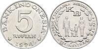 Indonesien 5 Rupiah 1974 ss+ 2,50 EUR prix TTC + 10,00 EUR frais d'envoi