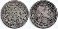 Netherlands Nederland 1850 5 Cent Willem III F met 'N-variant' -