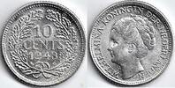 Netherlands Nederland + Cent Wilhelmina met stempelbarst -