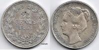 Netherlands Nederland 1901 25 Cent Wilhelmina F (smalle hals) -