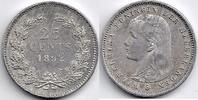 Netherlands Nederland 1892 25 Cent Wilhelmina P- -